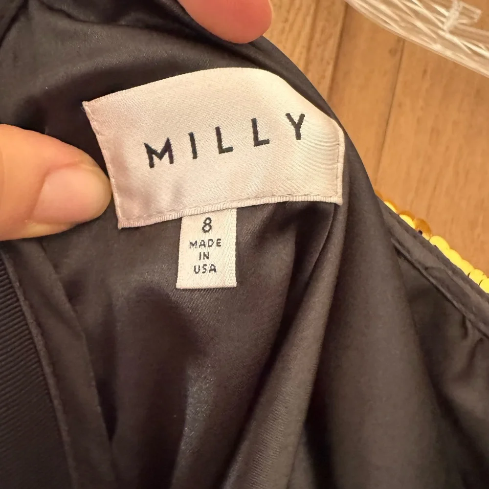 NWT Milly Sequin Black and Gold Dress - Picture 2 of 4